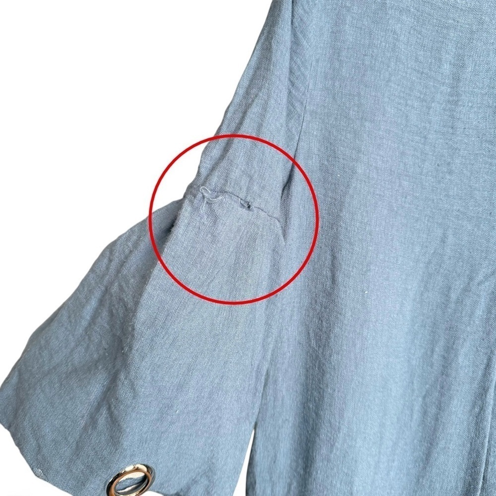 Abigail High Low Dress Teen Girls Size 18 Blue Grommet Detail Bell 3/4 Sleeve - Picture 8 of 14
